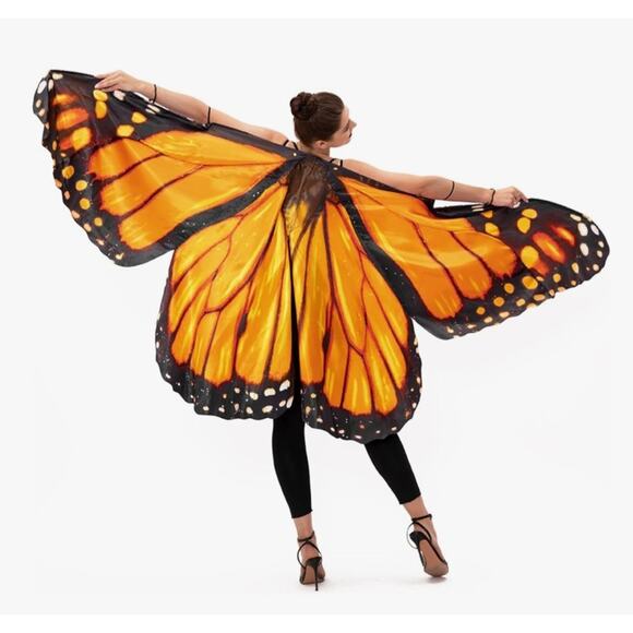 Monarch Butterfly Cape ORANGE BLACK One Size FESTIVAL. HIPPIE. JAM BAND. RAVE